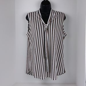 Adrianna Papell  Tie_Neck Blouse White Size M NWT